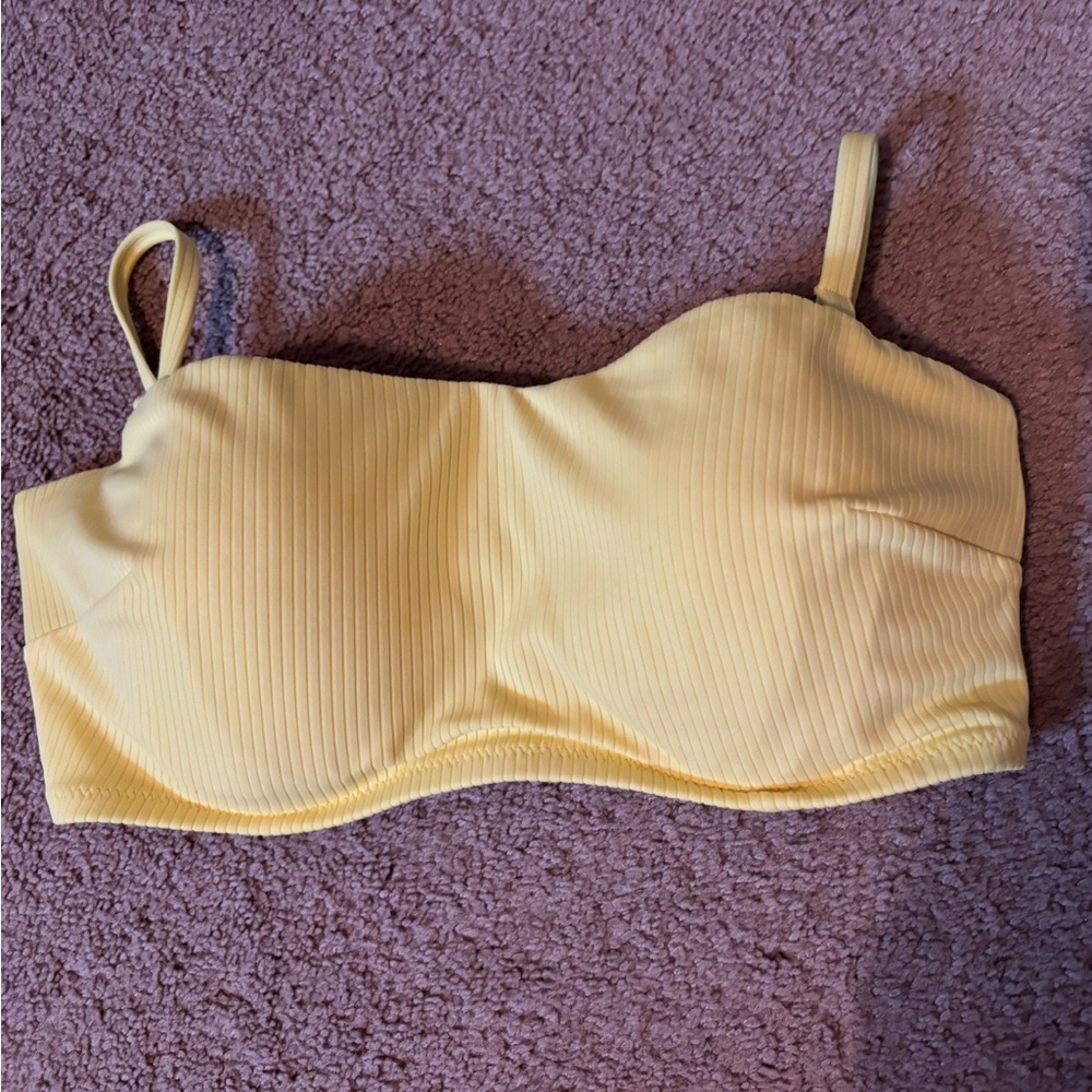 Yellow Ribbed Strapless Top